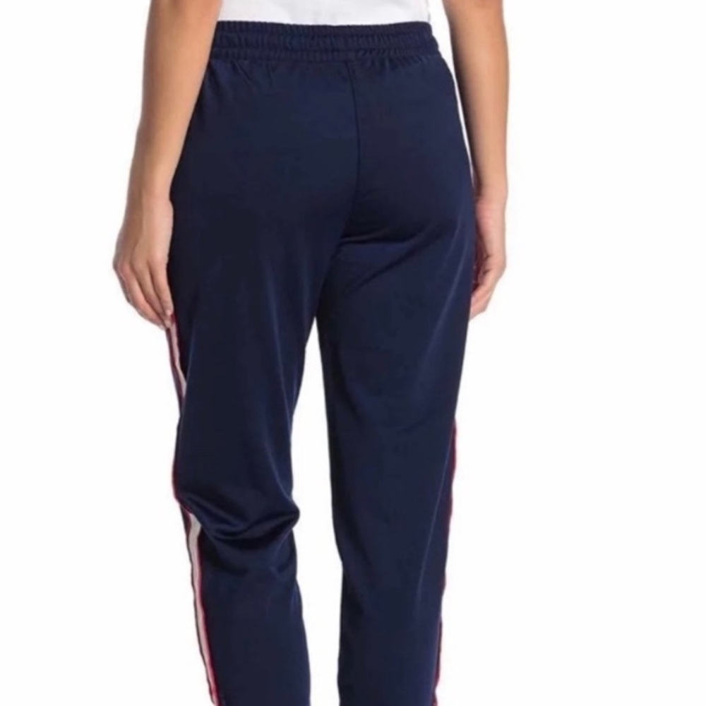 Champion Navy Track Pants with Red and White Stripes